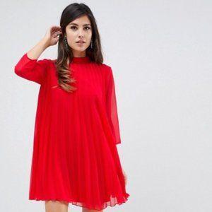 ASOS DESIGN pleated trapeze mini dress